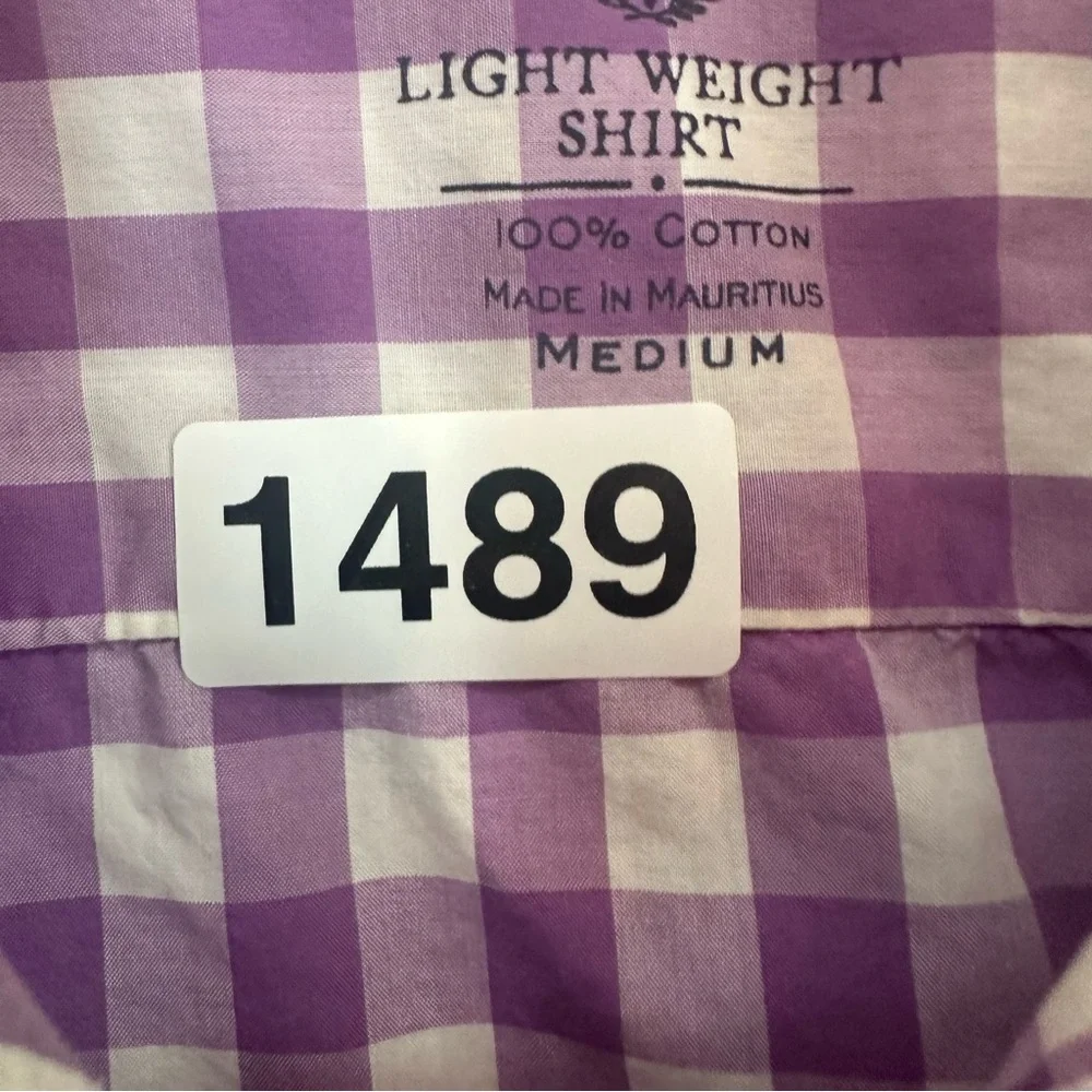 J Crew Lightweight Button Down Shirt Checkered Mens Medium‎ Purple